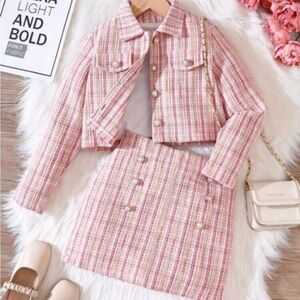 GIRLS TWEED JACKET & SKIRT SET
